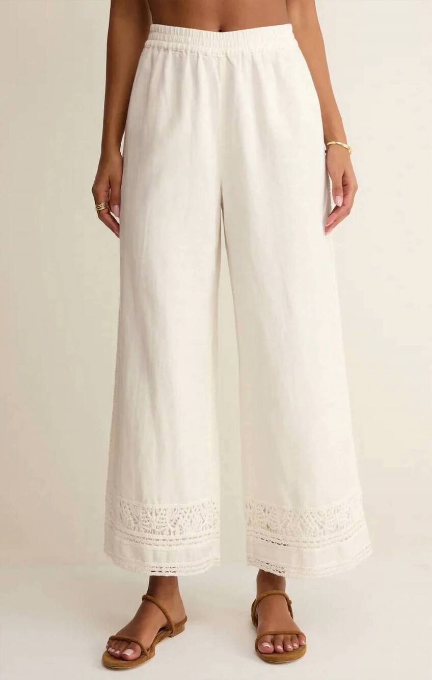NEW Z SUPPLY scout embroidered pants in white